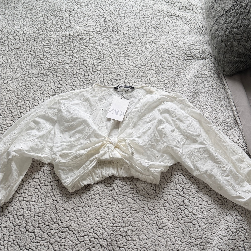 Zara Cream Textured Blouse